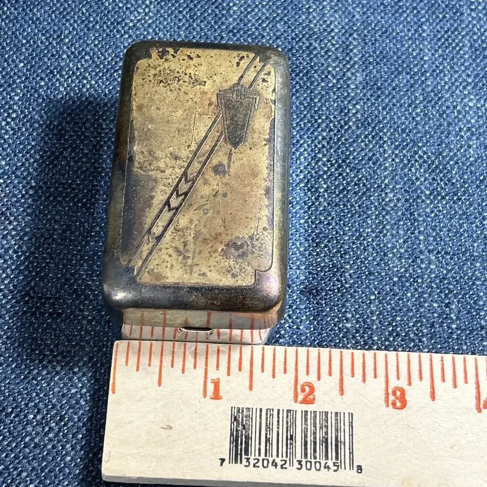 Art Deco Mini Pocket Inlaid Metal Cigarette Decorative Ashtray Case Portable